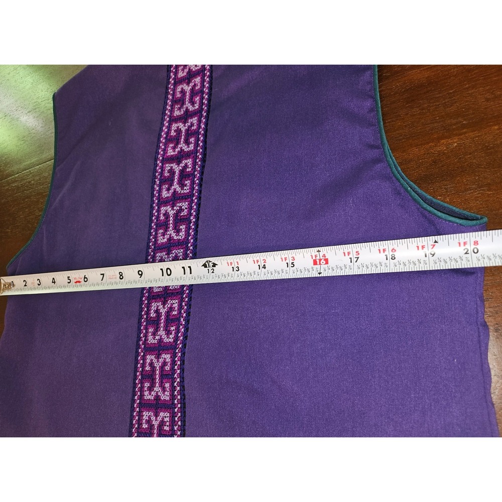 Handmade Embroidered Vest Women Large Purple Hmong Jungle Animal Art Wear - Picture 6 of 7